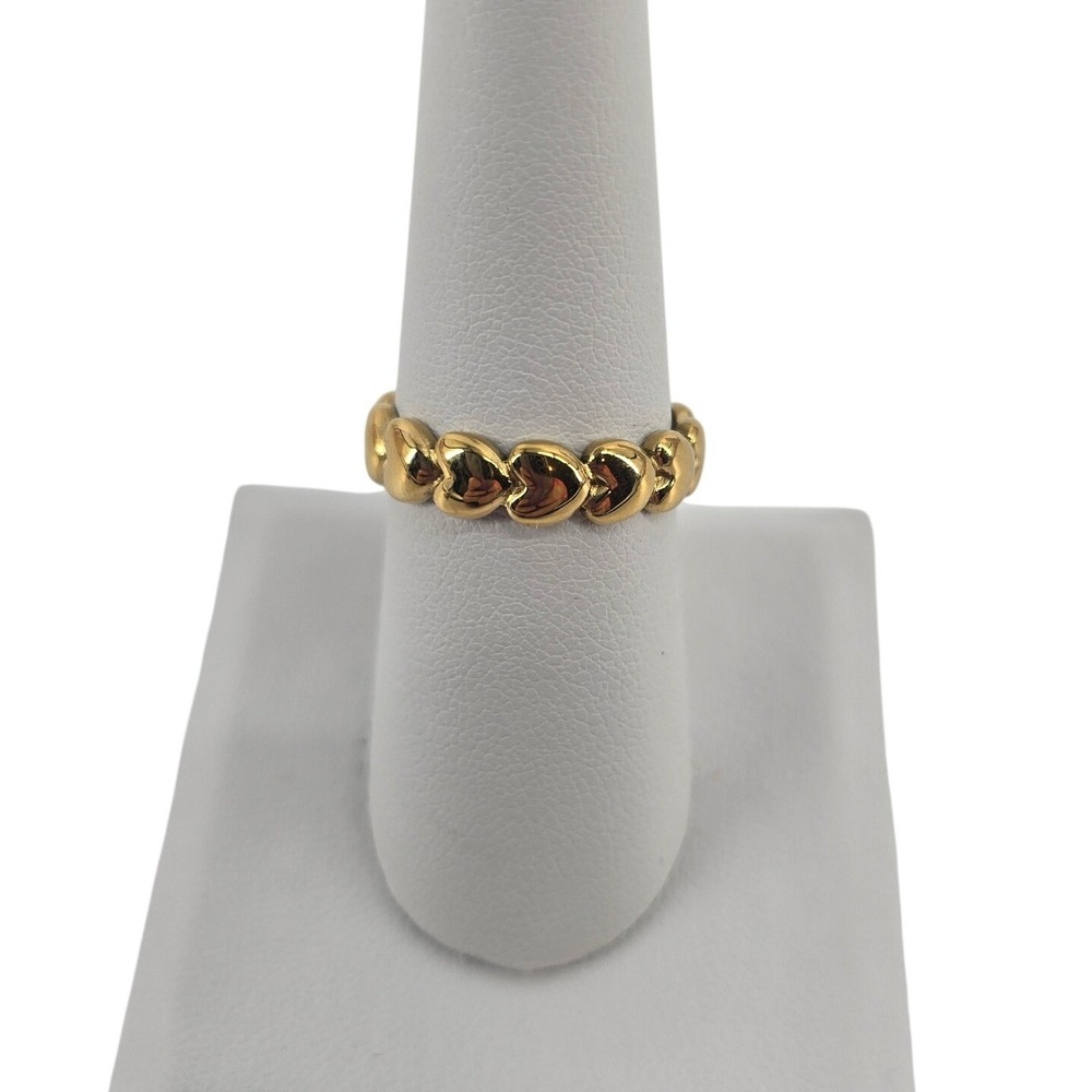 Ring Womens 7.75 Puffy Heart Bypass Gold Tone Band EUC